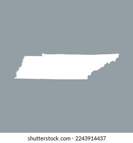 Map of the Tennessee state in white color isolated on grey background. Vector illustration