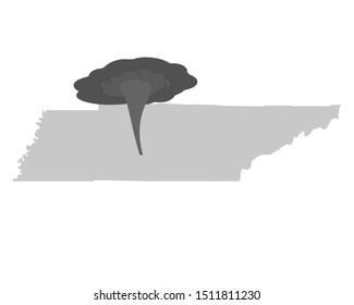 Map Of Tennessee And Tornado Symbol