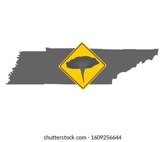 Map Of Tennessee And Traffic Sign Tornado Warning