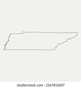 Mapa de Tennessee - Estados Unidos: silueta de esquema elemento gráfico Ilustración diseño de plantilla
