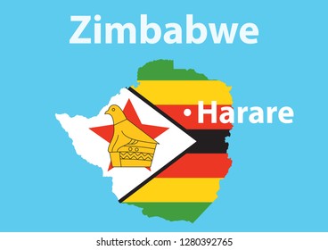 map of territory and flag of Zimbabwe