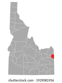 Map of Teton in Idaho on white