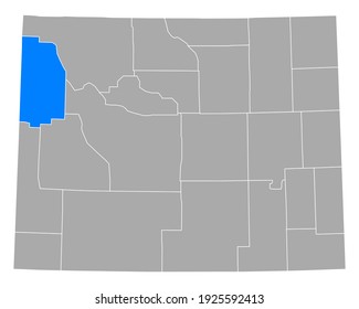 Map of Teton in Wyoming on white