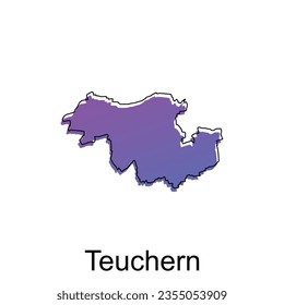 Map of Teuchern illustration design with black outline on white background, design template suitable for your company