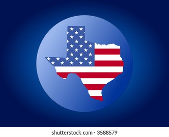 map of Texas and American flag globe illustration
