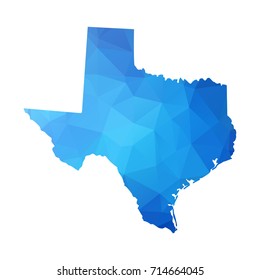 Map of Texas - Blue Geometric Rumpled Triangular , Polygonal Design For Your. vector illustration Eps10.