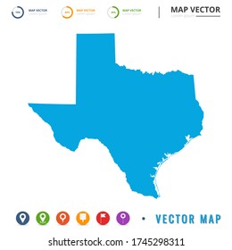 Map of Texas blue and set pin icon.