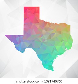 Map of Texas. Colorful Geometric Rumpled Triangular , Polygonal Design For Your . Vector illustration eps 10.