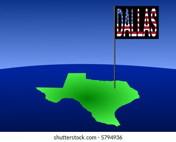 Map of Texas with Dallas flag illustration
