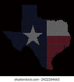 Map of Texas from dots with flag