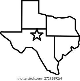 Mapa do Texas com Oklahoma e Novo México Estados americanos delineam viagens e geografia
