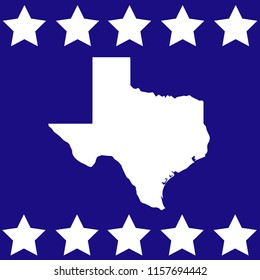 map of Texas on the American flag