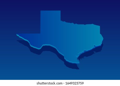 map of Texas on blue background. Vector modern isometric concept greeting Card illustration eps 10.