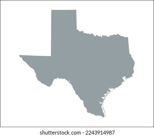 Map of the Texas state in grey color isolated on white background. Vector illustration