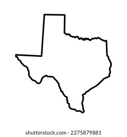 Map of Texas is a state of United States. Editable stroke. Vector illustration.