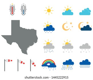 Map Of Texas With Weather Symbols