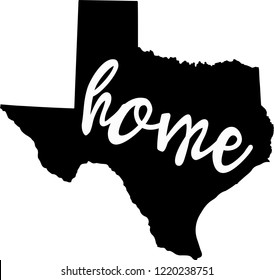 map of Texas with the word home written in it