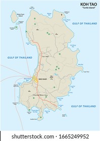 Mapa de la isla tailandesa Koh Tao en el Golfo de Tailandia