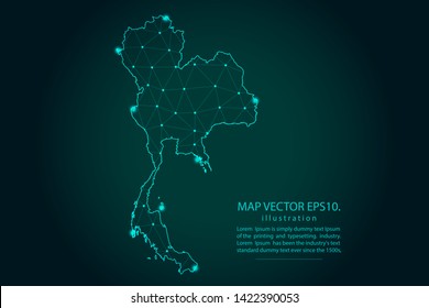 Map of thailand - Abstract mash line and point scales on dark gradient background. Wire Frame 3D mesh polygonal network line, design sphere, dot and structure. Vector illustration eps 10