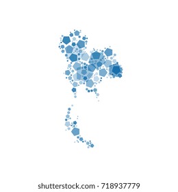 map of thailand filled with pentagons of different sizes and degrees of transparency