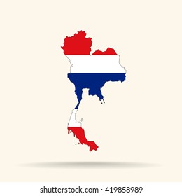 Map of Thailand	 in Thailand flag colors