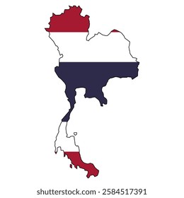 Map of Thailand with flag colors in it.