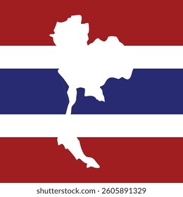 map of thailand and thailand flag illustration on white background.