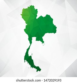 Map of Thailand - Green Geometric Rumpled Triangular , Polygonal Design For Your . Vector illustration eps 10