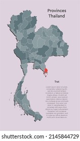 Karte Thailand - detaillierte Illustrationskarte auf Regionen aufgeteilt. Leeres Thailand-Land einzeln auf weißem Hintergrund. Vektor-Template-Zustand Trace für Website, Muster, Infografik