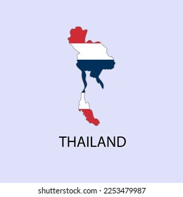 mapa de tailandia con la imagen de la bandera nacional