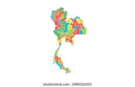 Map of Thailand  isolated modern colorful style. for website layouts, background, education, precise, customizable, Travel worldwide, map silhouette backdrop, earth geography, political, reports.