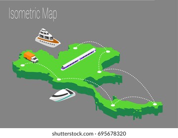 Map Thailand isometric concept. 3d flat illustration of Map Thailand.