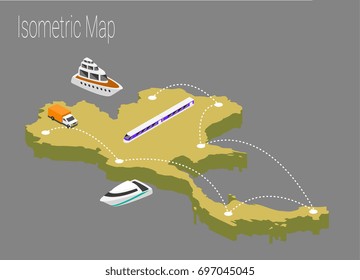 Map Thailand isometric concept. 3d flat illustration of Map Thailand.