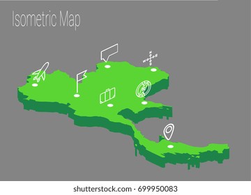 Map Thailand isometric concept. 3d flat illustration of Map Thailand.
