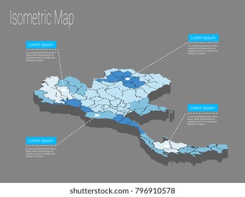 Map Thailand isometric concept. Political Thailand Map isometric 3D infographic. EPS Thailand map infographics design template