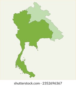 Map of Thailand and Laos. Map of border countries of Southeast Asia, Thailand and Laos.