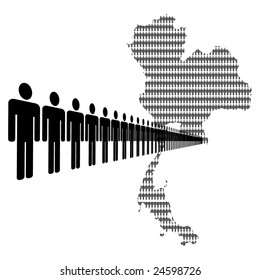 Map of Thailand made of people with line of men