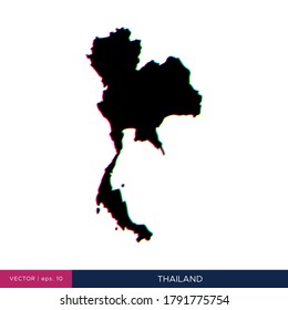 Mapa de Tailandia en estilo multicolor en la plantilla de diseño de vector fronterizo