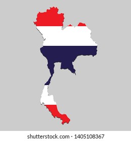 Map of Thailand with national flag. Vector Illustration