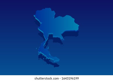 map of Thailand on blue background. Vector modern isometric concept greeting Card illustration eps 10.