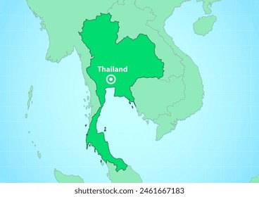 Map of Thailand on blue background