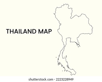 Map of Thailand, Outline Map Thailand vector Illustration, Map of Thailand with an outline. Thailand map.