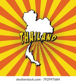 map of thailand in pop art style with halftone dots and radial lines
