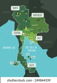 Mapa de Tailandia en vector