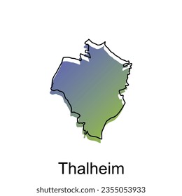 Map of Thalheim illustration design with black outline on white background, design template suitable for your company