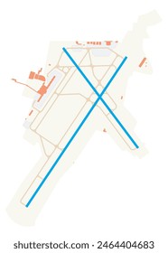 Map of Theodore Francis Green State Airport (United States of America). IATA-code: PVD. Airport diagram with runways, taxiways, apron, parking areas and buildings. Map Data from OpenStreetMap.