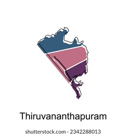 map of Thiruvananthapuram colorful geometric modern outline, High detailed vector illustration vector Design Template, suitable for your company
