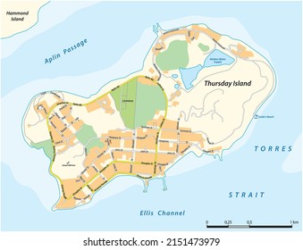 Map of Thursday Island in Torres Strait, Queensland, Australia