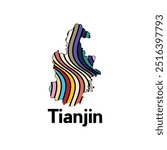 Map of Tianjin - administrative division of China Country, colorful design modern template vector