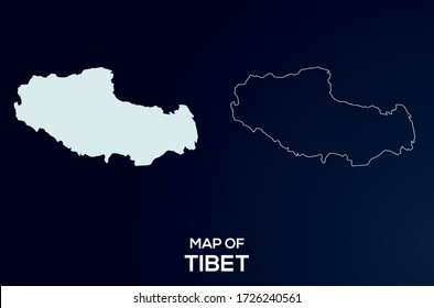 Map of Tibet. Abstract design, vector illustration by using adobe illustrator. Tibet isolated map. Tibet Outline map. Editable Map design for anywhere uses.